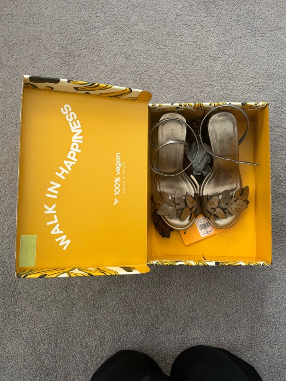 NWT FARM RIO Monstera Metallic Ankle Strap Sandal - Picture 12 of 12